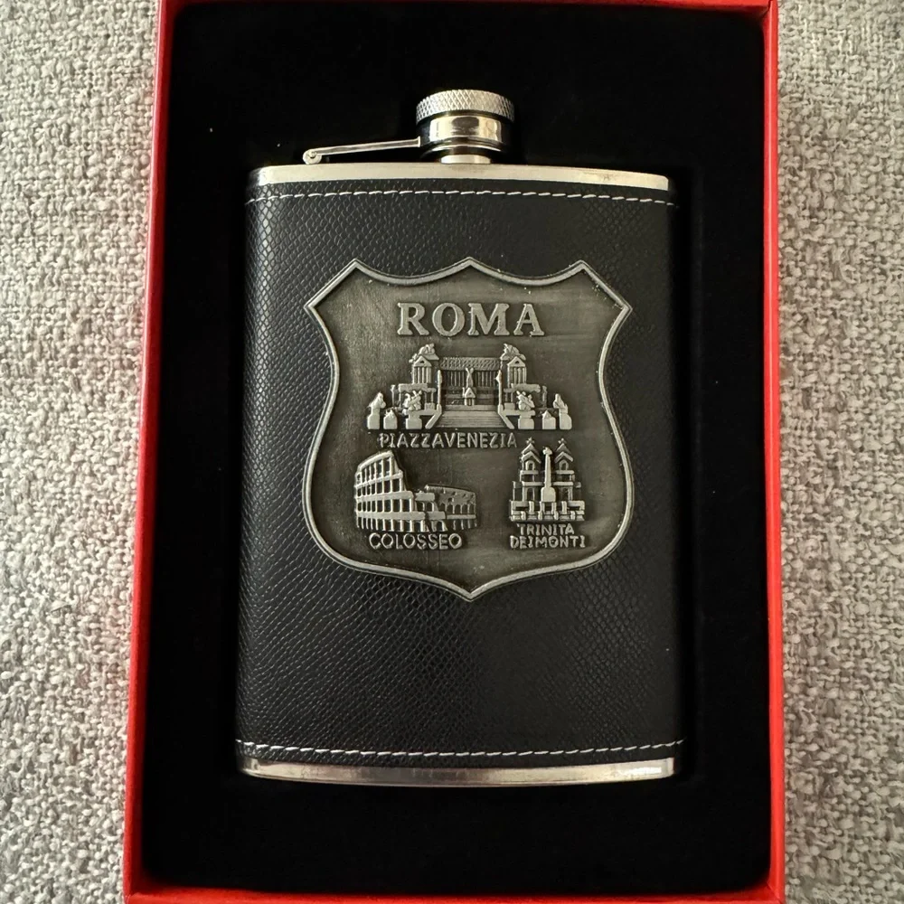 Black and Silver Roma Flask